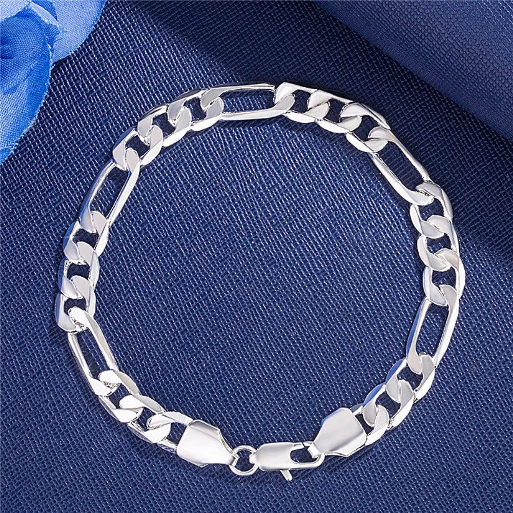 Fine Noble 925 Sterling Silver Solid Chain Bracelet For Women Men Charm Party Gift Wedding party Fashion Jewelry - H200