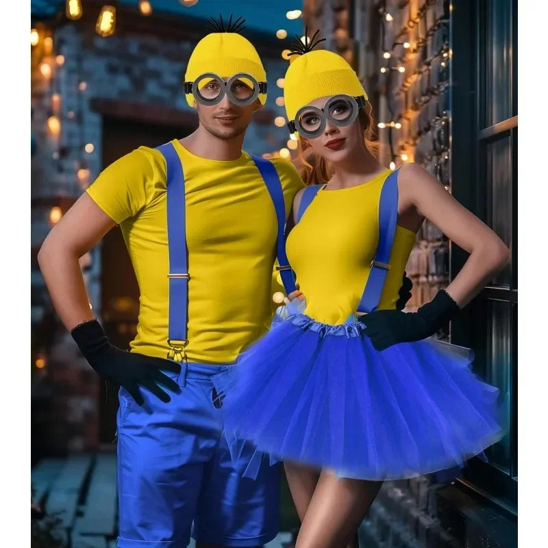 Disfraz disguise Funny Halloween Costume Accessories Adult,Goggles Glasses/Yellow Beanie/Gloves for Men Women Cosplay Party S