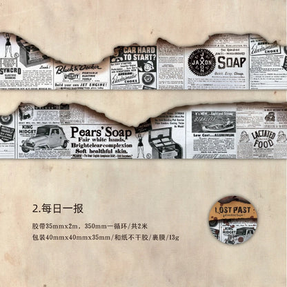 Masking Tape, Vintage Washi Tape Set, Decorative Self-Adhesive Tape for Journaling, Scrapbooking Supplies, DIY Card Decor - b