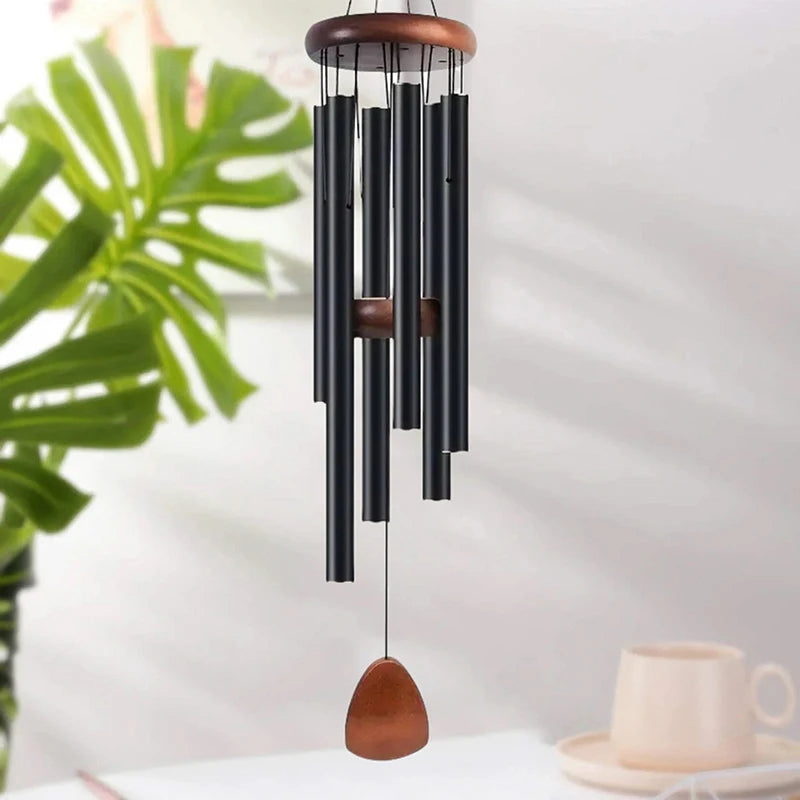 Classic 26 Inch Aluminum Pipe Wind Chimes With Wooden Hanging Tag Farmhouses Terraces Gardens Balcony Corridor Decoration - B