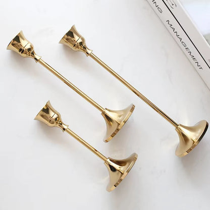 Set of 3 Vintage Elegant Metal and Aluminum Tabletop Candle Holders, Suitable for Wedding Anniversary, Home and Hotel Decorat