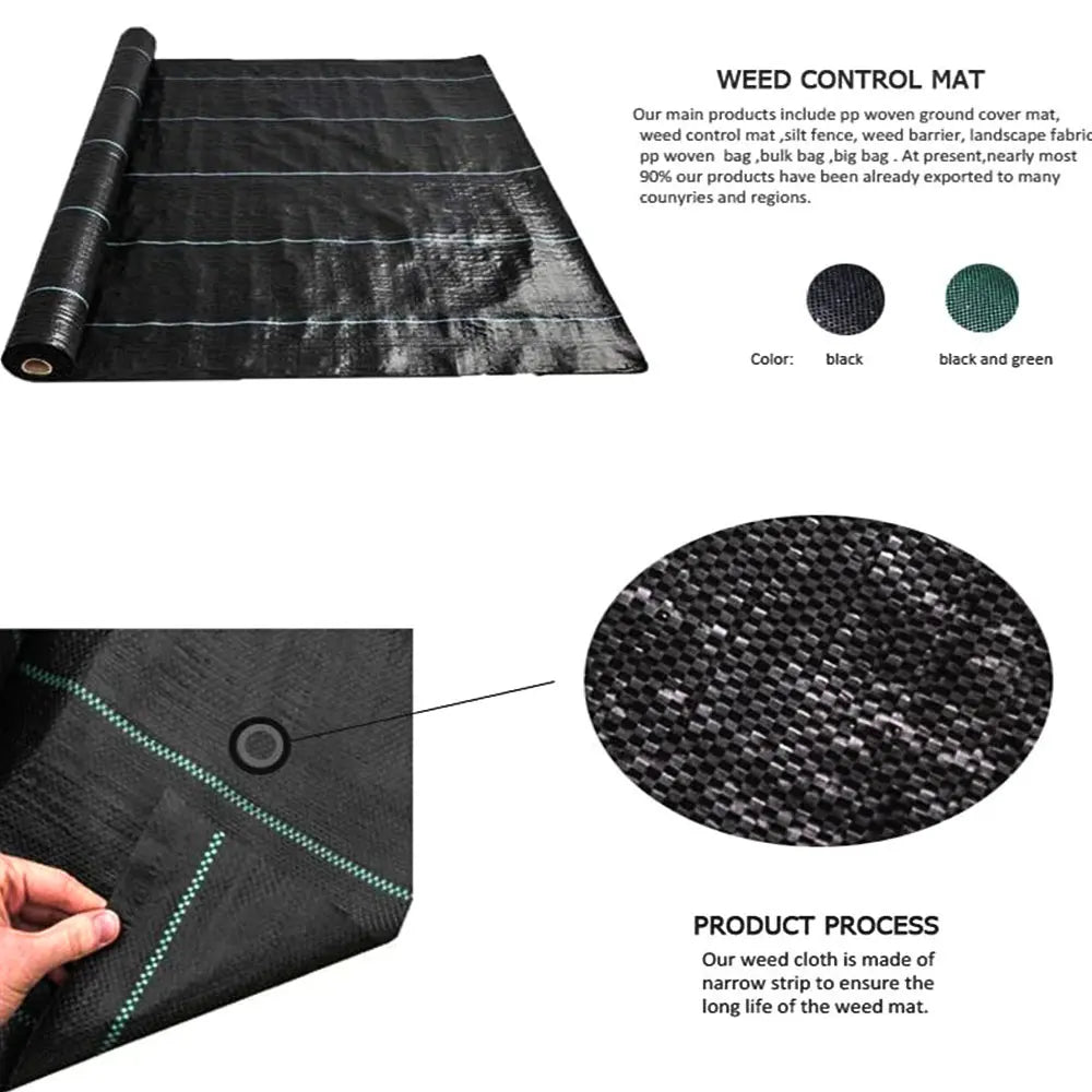 16.4ft/32.8ft PE Woven Weed Control Fabric for Plant Anti Grass Agricultural Mulch Cloth Greenhouse Weeding Mat Water Permeab