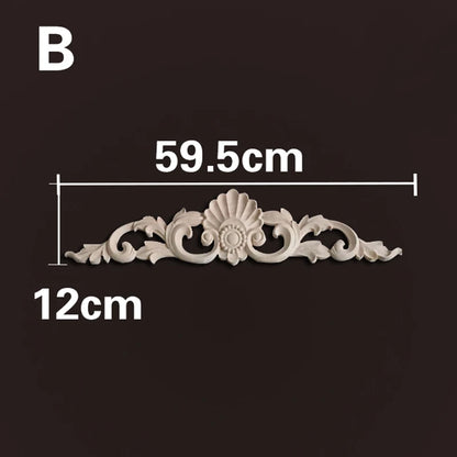 Wood Appliques and Onlays Natural Furniture Wall Door Woodcarving Decorative Long Flower Wooden Figurines Crafts Corner Frame