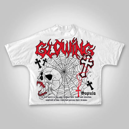 Vintage Dark Centipede Skeletal Graphic Cotton Print T-shirt Men Y2K Summer Short Sleeves Oversize T-shirt Women Casual Tee T