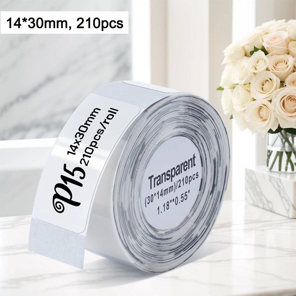 1PK Marklife P15 Printer Label Sticker 12x40mm 15x30mm 15x50mm Thermal Label Paper Compatible with P15 P12 P11 D30 Q30 Labele