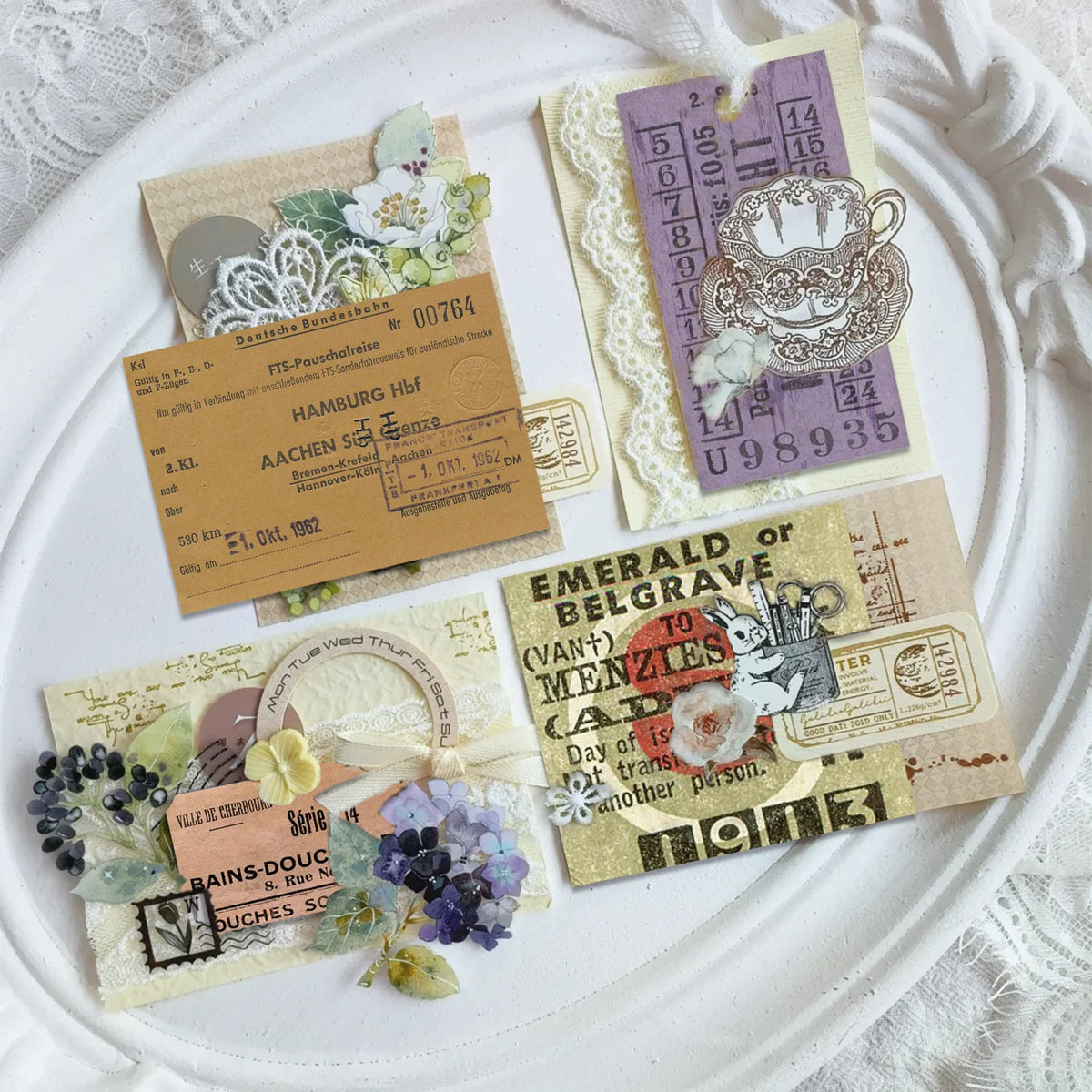 50 Pcs Aesthetics Vintage Letterhead Stickers Stub Stickers for Scrapbook Junk Journal Water Bottle Laptop Phone