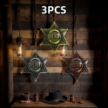 Vintage Western 1pc Metal Sheriff Badge|Premium Metallic Finish | Ideal for Themed Parties,Festivals & Cowboy Outfit Accessor