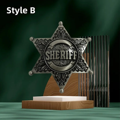 Vintage Western 1pc Metal Sheriff Badge|Premium Metallic Finish | Ideal for Themed Parties,Festivals & Cowboy Outfit Accessor