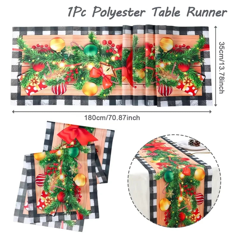 Christmas Table Runner Merry Christmas Decoration for Home Xmas Party Decor 2025 Navidad Notal Noel Ornament Happy New Year 2