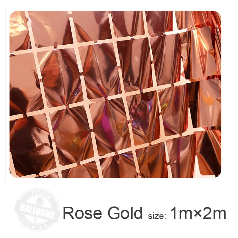 1m×2m Bright Square Rain Curtain Party Wedding Birthday Background Wall Decoration Parti Decor Gold Silver Green Rain Curtain
