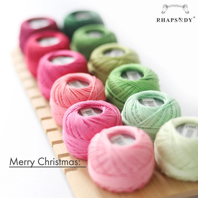Rhapsody Size #8 Pearl Cotton Crochet Thread Embroidery Craft Needle Cross Stitch Egyptian Cotton Mercerized 12 Balls Set