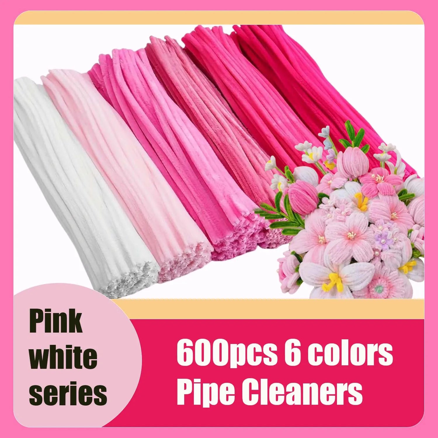 600pcs Multi-Colored, Flower Making Kit, Arts and Craft Supplies, Pipe Cleaners Kit, Pipe Cleaner for Flower, Craft Supplies 