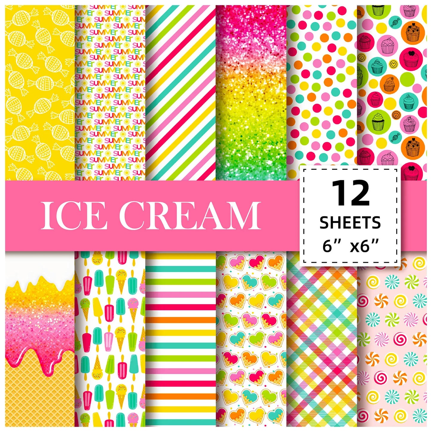 12 Sheet Scrapbooking Paper 15x15cm, Christmas Journal Planner Paper Pad Cardstock Backgrounds Card for DIY Art Craft Decorat