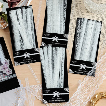 Journamm 30pcs/pack PET Lace Style Decor Stickers Collage Junk Journal DIY Scrapbooking Self Adhesive Creative Craft Stickers