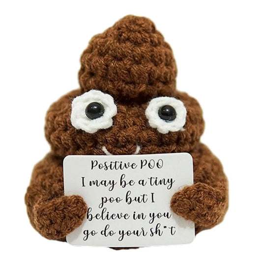 1pc Creative Plush Desktop Decoration Ornaments, Mini Handmade Crocheted Gifts, Emotional Support Positive Cards, Birthday Pa