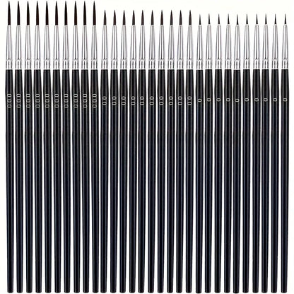 30Pcs Fine Detail Paint Brush Set #0 #00 #000 Miniature Brushes Nylon Hair for Watercolor Oil Acrylic Painting Crafts