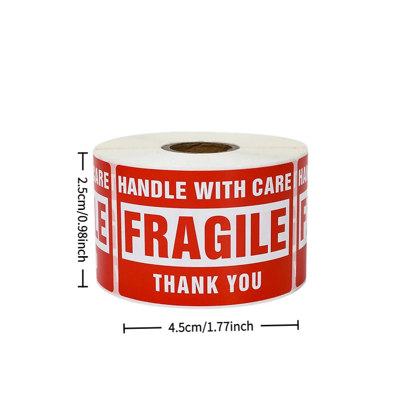 250Paste/Roll Fragile English Warning Label Sticker，Copper Plate Adhesive Anti-Tamper Fragile Item Warning Stickers
