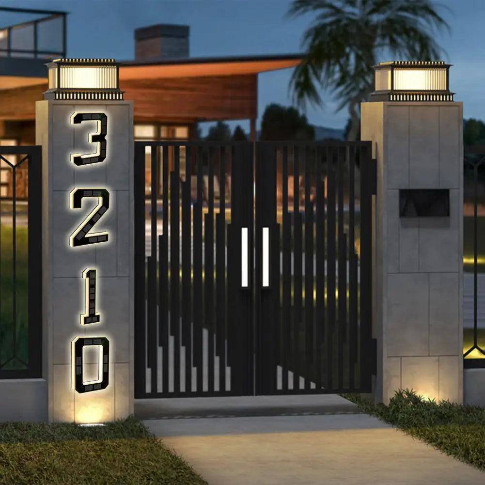 Solar Lighted House Number Outside Light-up LED Address Number Waterproof Modern House Number Light Address Sign Home Decor