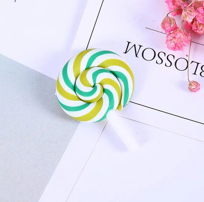 10pcs /lot Beauty Kawaii Rainbow lollipop Candy Polymer Clay Cabochons Flatback For DIY Phone Decoration - 30
