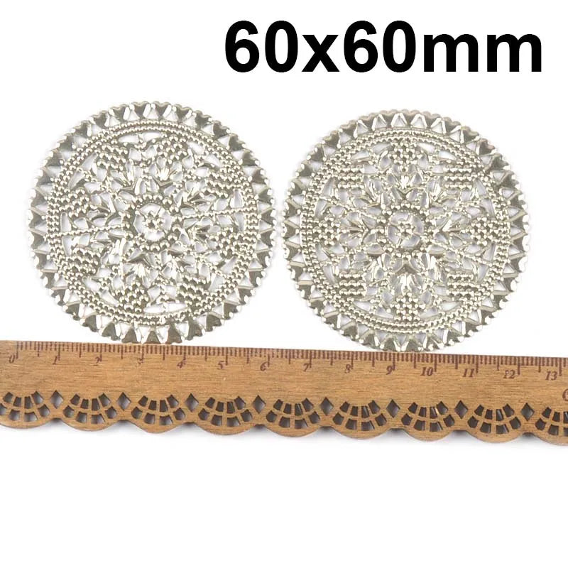 Round Flowers Filigree Wraps Connectors Metal Crafts Supplies For DIY Jewelry Accessories Findings Making Scrapbook Home Deco