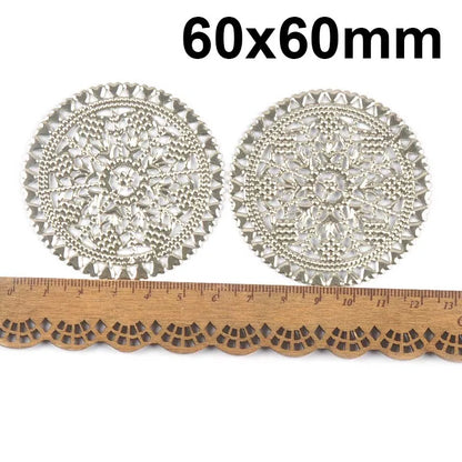 Round Flowers Filigree Wraps Connectors Metal Crafts Supplies For DIY Jewelry Accessories Findings Making Scrapbook Home Deco