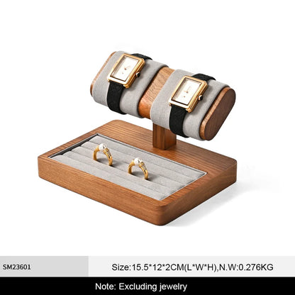WoodTen Solid Wood Watches Display Stands Base Watch Necklace Bracelet Organizer Rack Bangle Scrunchie Headband Showcase Stan