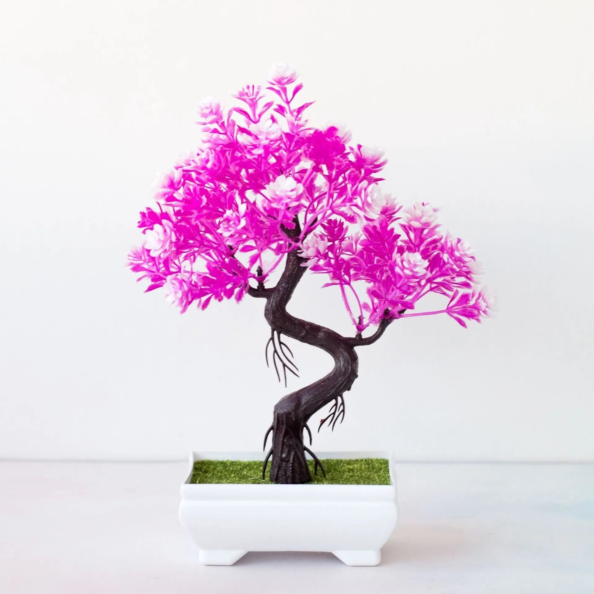 Garden Arrangement Ornaments Plastic Plants Bonsai Small Tree Pot Fake Plant Potted Flower Home Room Table Decoration - Pink