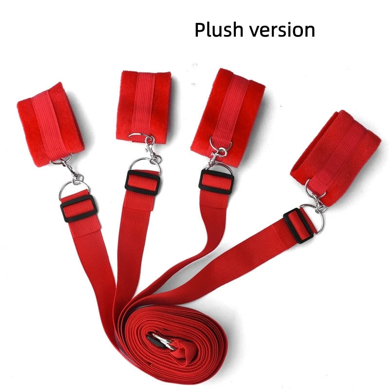 Bed Bondage Restraint Set Adjustable Wrist Ankle Cuffs Comfortable Couples Handcuffs Adult Sex SM Game Lover Intimate Play Ki