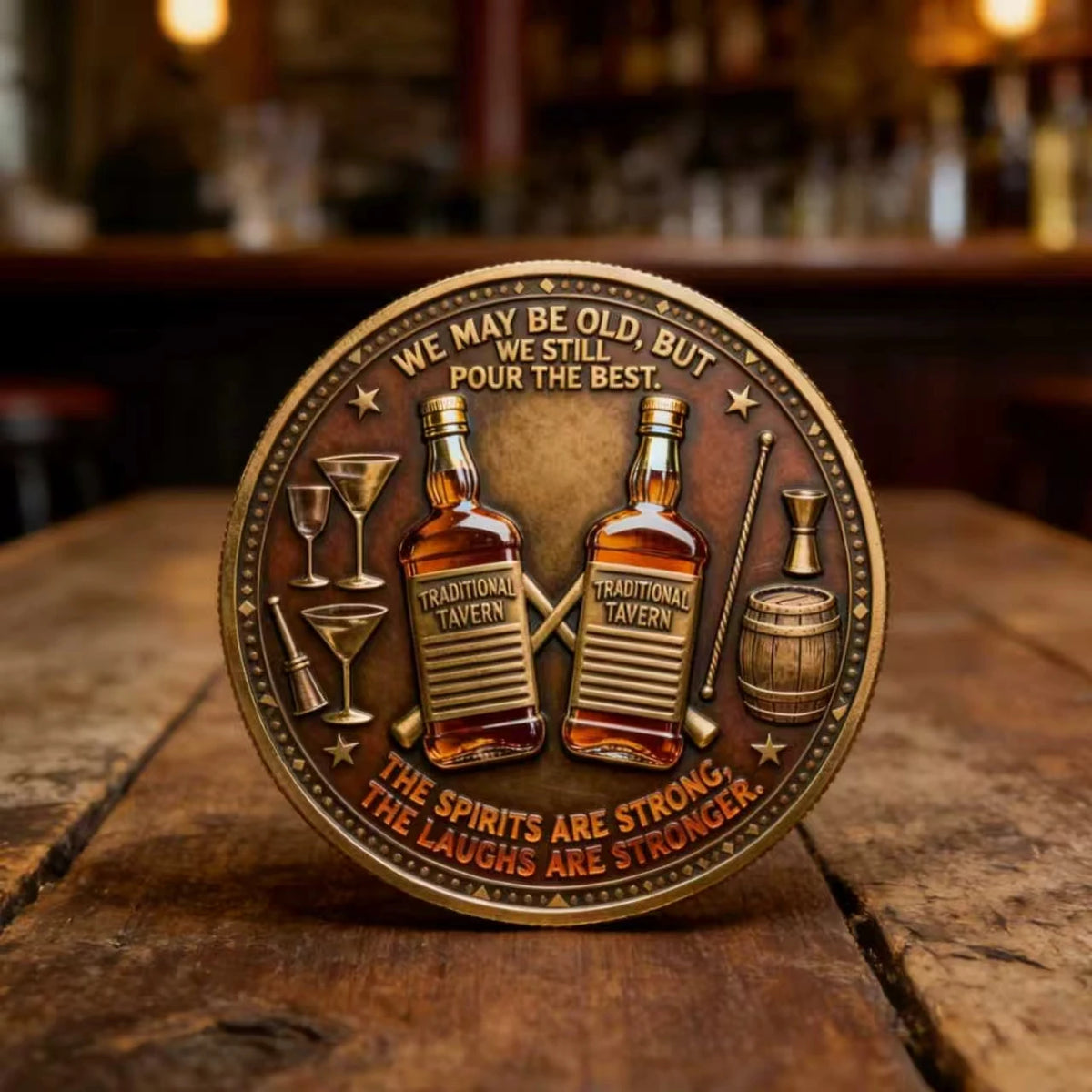 Old Bastards Whiskey Club Golden Plated 3D Carved Collectible Coin Unique Gift Item