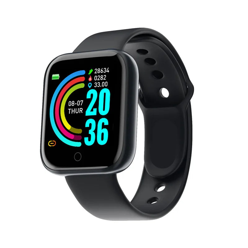 Y68 Smart Watch Men Women Heart Rate Oxygen Blood Pressure Monitoring Multi-Function Sleep Monitoring Smartwatch for Ios Andr