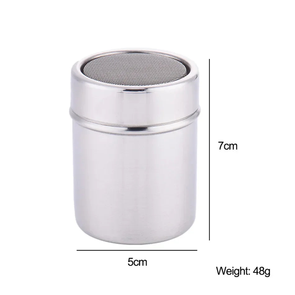 1pc Stainless Steel Chocolate Shaker Cocoa Flour Coffee Sifter Or 16Pcs Coffee Stencils Template Strew Pad Duster Spray Tools