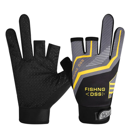 Fishing Gloves for Men Summer Fishing Road Sub Sunscreen and Anti Slip Ice Silk Breathable Thin Three Finger Gloves