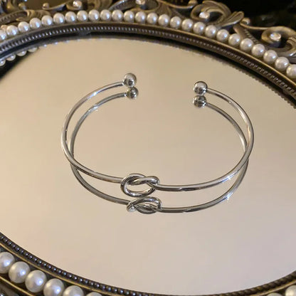 Stainless Steel Bracelets Vintage Men's Fashion Woven Twist Texture Bangles for Women Jewelry Statement Streetwear Goth Gifts