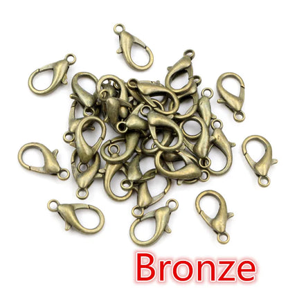 50pcs Small Lobster Clasp Hooks for Necklace Bracelet Chain DIY Jewelry Making Finding Supplies Bronze Gold Silver Plated Bla