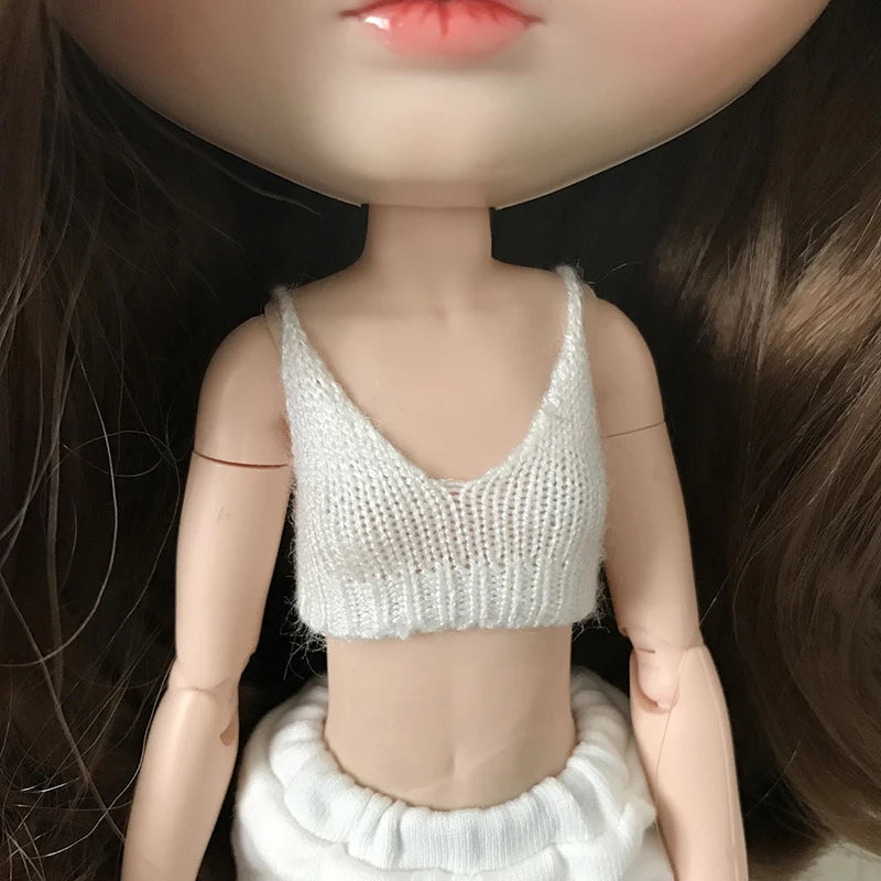 New Arrival Blythe Doll Clothes Sweater Sports Set Vest Shorts Zippered Hoodie Jacket for Blyth OB24 Pullip 1/6 Dolls Outfit 