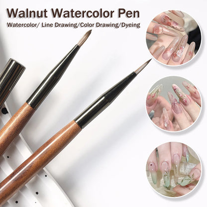 Soft Nylon Wood Handle Watercolor Nail Brush Nail Art Liner Brush Stripes Grid Flower Butterfly Painting Drawing Manicure Too
