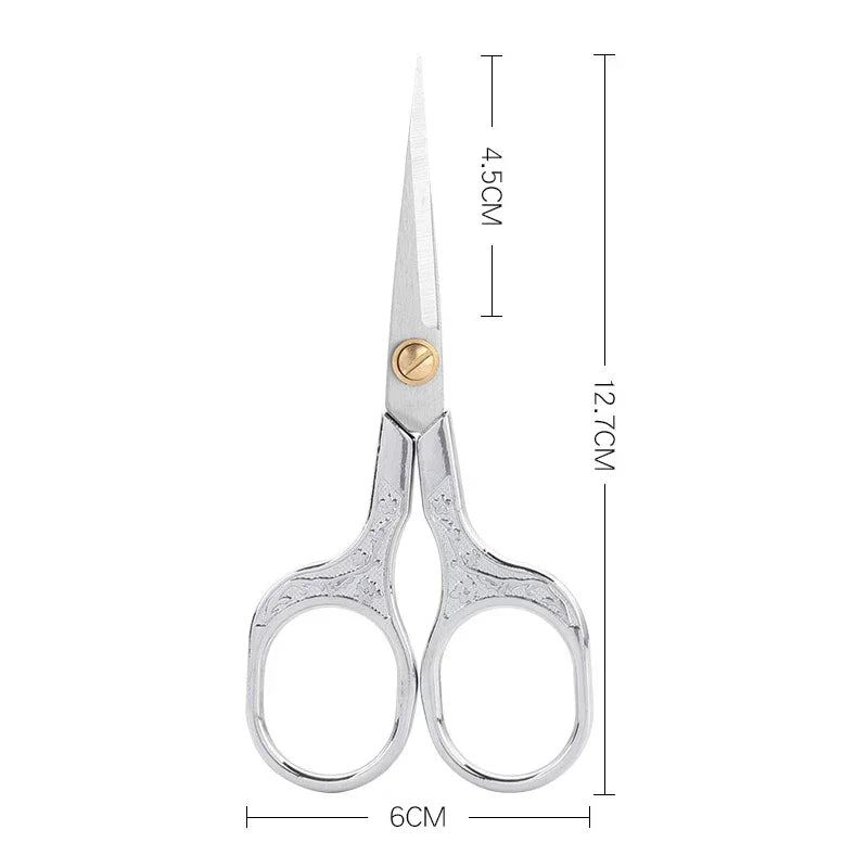 1PC Stainless Steel Vintage Scissors Sewing Fabric Cutter Embroidery Tailor Thread Scissor Tools for Sewing Shears - Silver