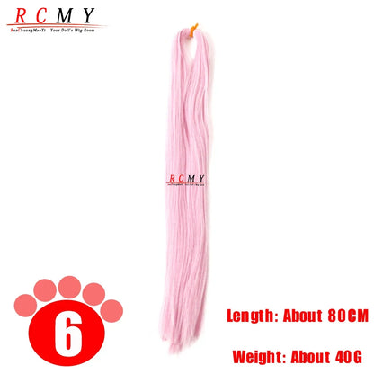 BJD SD Doll 80CM/40 White Black Hair Row Milk Silk Anti-Mohair Wig Handmade Hook Transplant Material for Girls and Boys Hair 