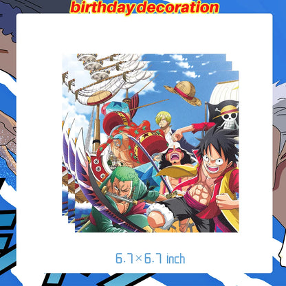 One Piece Birthday Party Dinner Plates Hanging Banner Cake Decoration One Piece Luffy Balloon Party Decoration Theme Props Gi