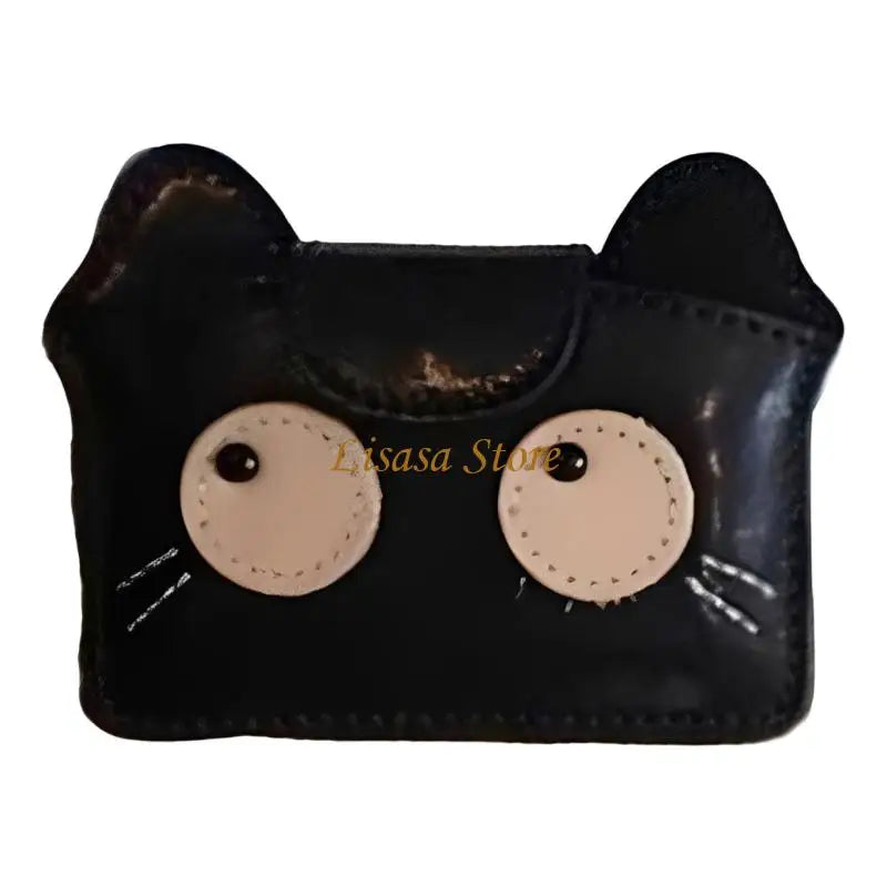 M6CC Lightweight Vintage Cats Print PU Card Wallet With Expandable Capacity For Credit Cards - Black