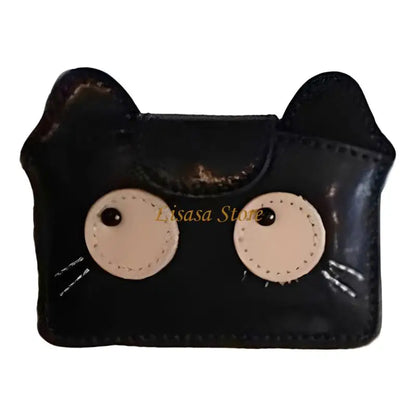 M6CC Lightweight Vintage Cats Print PU Card Wallet With Expandable Capacity For Credit Cards - Black