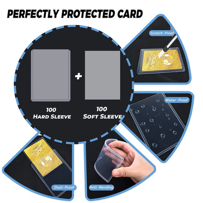 100-600pcs Card Sleeves Hard Soft Card Holder Covered With Protective Filmclear Trading Protectors For Pokmone Football Gamec
