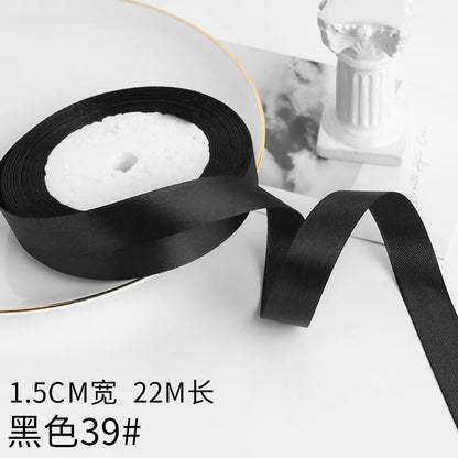 Wusmart 22Meters/Roll 1.5cm Single Face Satin Ribbon DIY Handmade Crafts Fabric Christmas Wedding Decoration Silk Ribbons - B