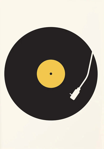 Retro Vinyl Record Print Mid Century Music Minimal Pastel Poster Colorful Wall Art Trendy Minimalist Turntable Home Room Deco