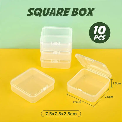 10pcs Plastic Box Rectangular Box Translucent Box Packing Box Storage Box Dustproof Solid Strong Jewelry Storage Case Contain