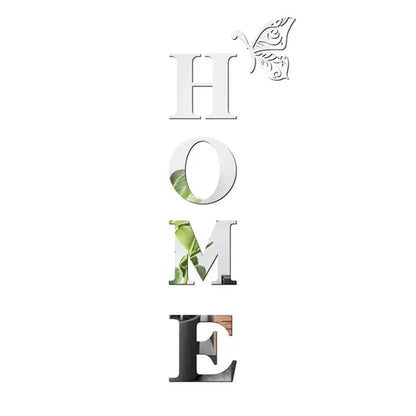 HOME Home Logo 3D Mirror Wall Sticker, Entrance Decoration, Home Decoration - Silver