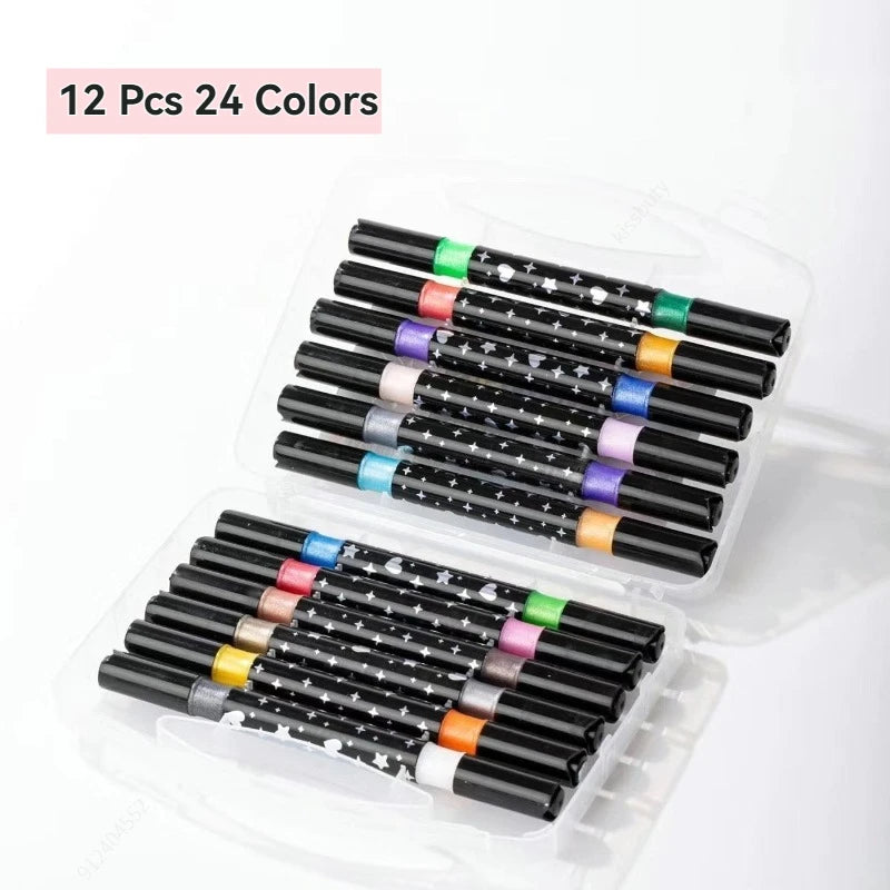 24/48/72/96 Colors Dual Brush Tip Glitter Art Markers Metallic Paint Marker Pens DIY Crafts Birthday Cards, Making Poster, Al