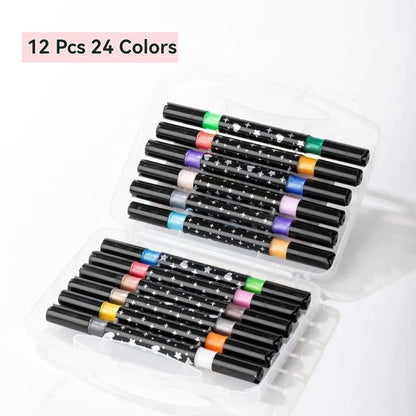 24/48/72/96 Colors Dual Brush Tip Glitter Art Markers Metallic Paint Marker Pens DIY Crafts Birthday Cards, Making Poster, Al