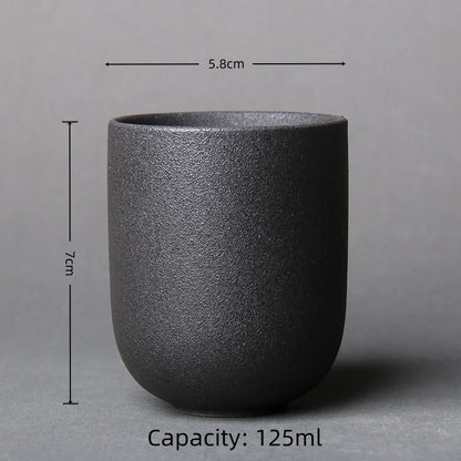 1pc Japanese Style Handmade Stoneware Tea Cup Kung Fu Tea Set Tea Cup Small Single Cup Ancient Style Quiet Road Cup Bowl Teac