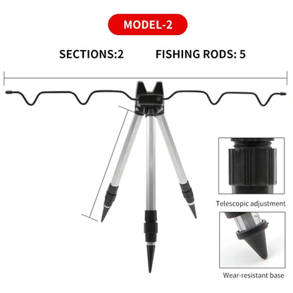 3-Fold Telescopic Bracket Holder Sea Pole Support Frame Fishing Rod Rest Base Load-Bearing Tripod Stand for Angling